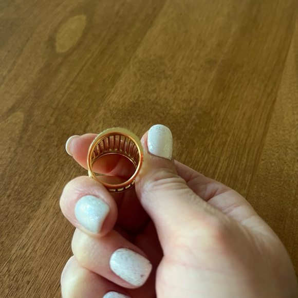 Lux Bond 18k Yellow Gold Fashion Ring With Diamond Pave, Holiday Gift For Her - Picture 10 of 15